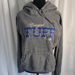 Cowgirl Tuff Sparkly Grey and Blue Hoodie Womens Medium